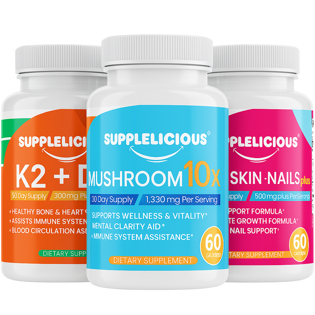 “Supplelicious Total Wellness Stack – 3 Bottle Bundle”